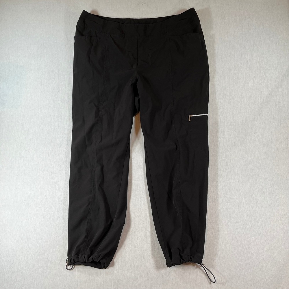 Zenergy by Chicos Ankle Pants 3XL XXXL Black Bungee Hem Cargo Pocket Stretch